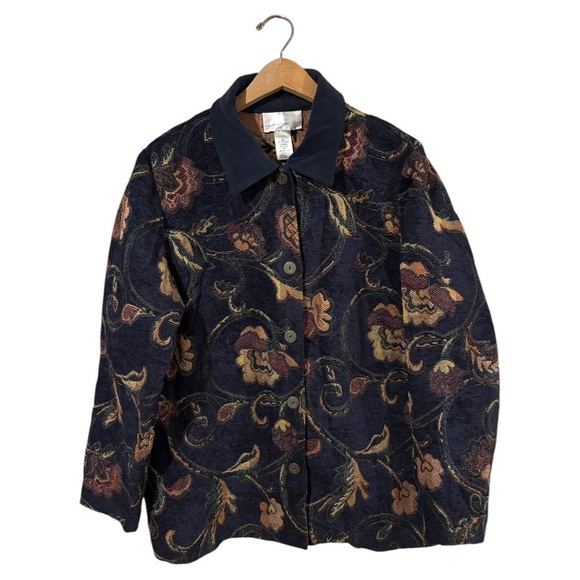 Susan Graver Floral Jacket L - Picture 1 of 6
